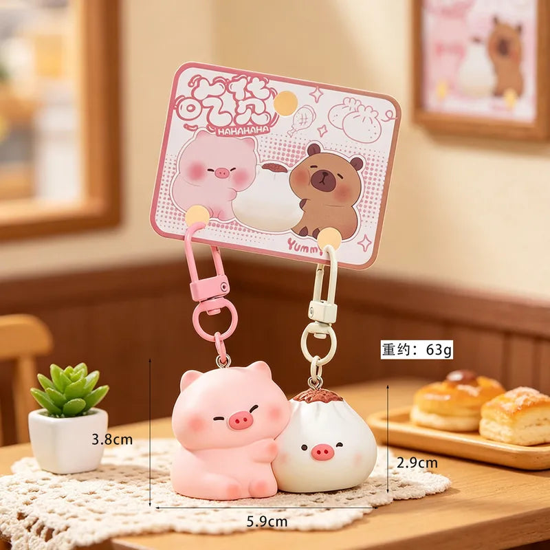 Porte Clés - Mignon Cochon Ravioli - A Partager - Aimanté - Amoureux - Meilleurs Amis - Pendentif Sac - BFF - Best Friends - Amitié