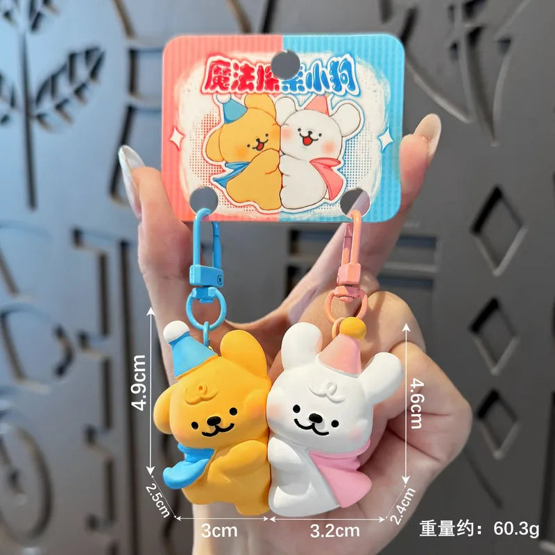 Porte Clés - Mignon Chiot Magicien - A Partager - Aimanté - Amoureux - Meilleurs Amis - Pendentif Sac - BFF - Best Friends - Amitié
