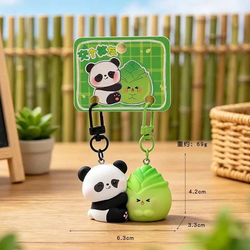 Porte Clés - Mignon Panda Bambou - A Partager - Aimanté - Amoureux - Meilleurs Amis - Pendentif Sac - BFF - Best Friends - Amitié