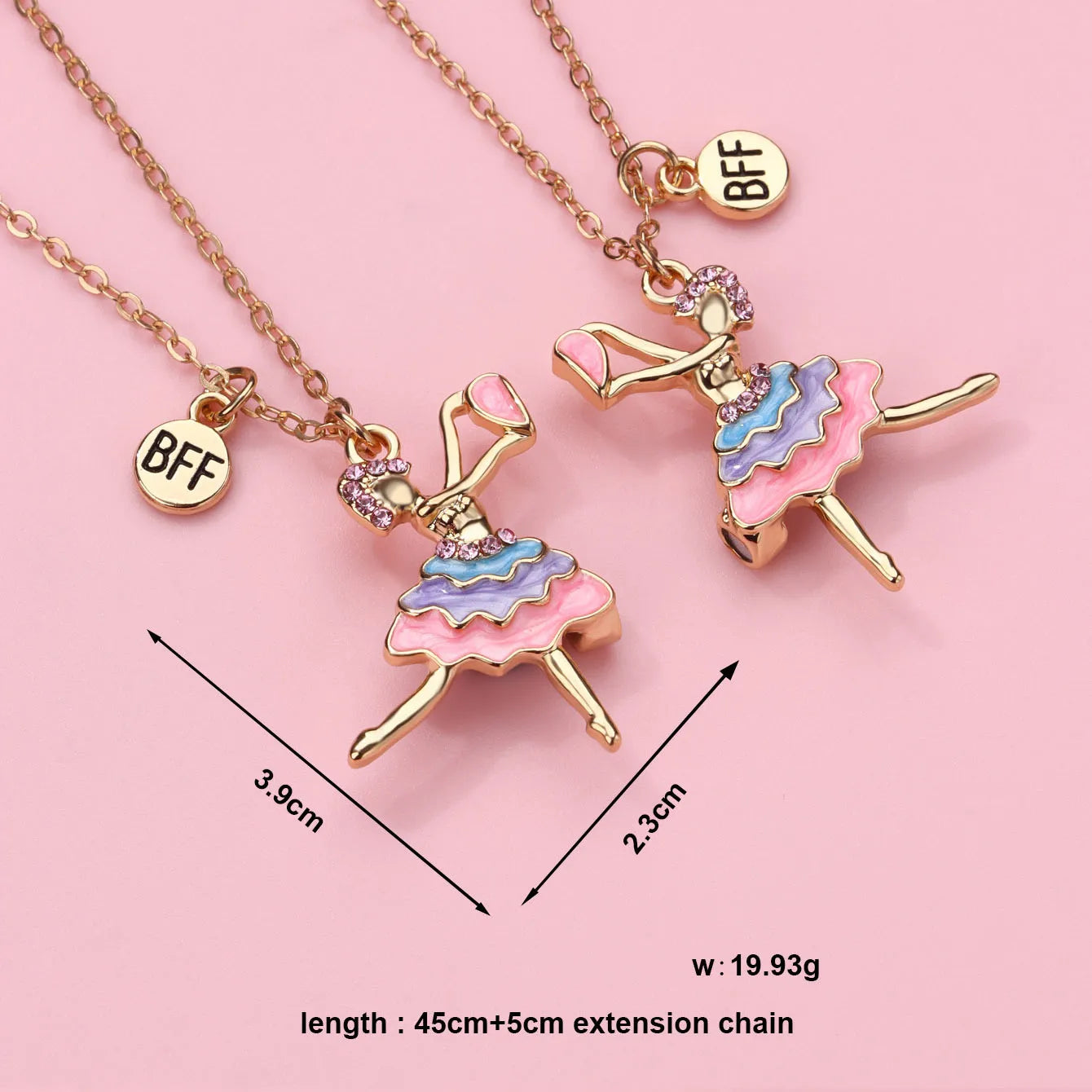 KINDER – Set aus 2 Herz-Freundschaftsketten – BFF Best Friends Forever – Ausgefallen – Anhänger zum Teilen