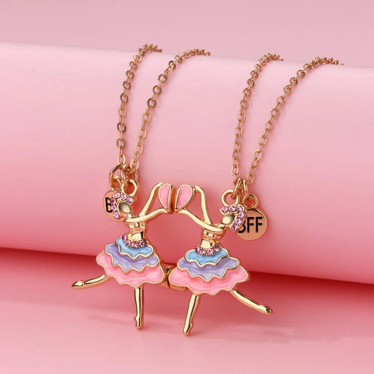 Lot de 2 Colliers D'amitié - Danseuses Coeur Aimanté - BFF - Best Friends Forever - Fantaisie - A partager