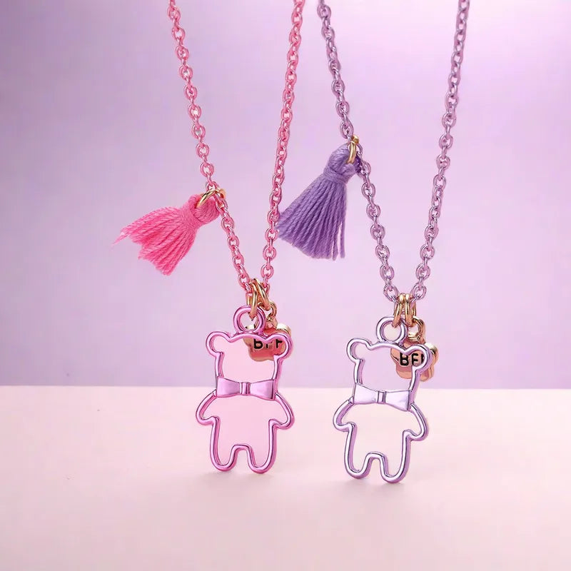 CHILDREN - Set of 2 Friendship Necklace Chains - BFF Best Friends Forever - Fantasy - Butterfly Pendant