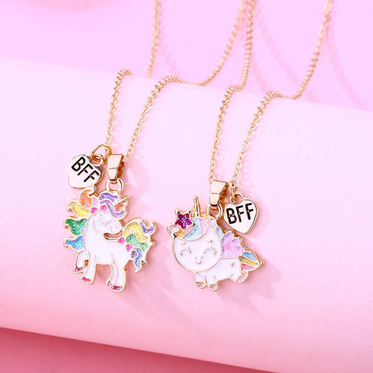 Lot de 2 Colliers BFF - Licorne - Best Friends Forever - Pendentif et Chaine Dorée - Amitié