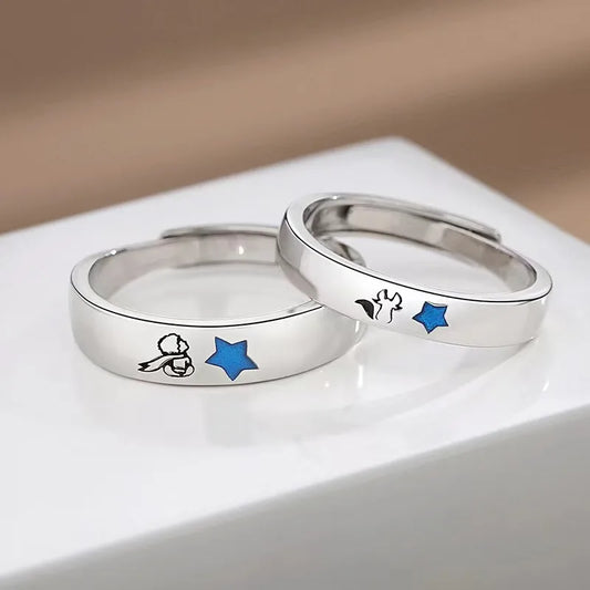 Lot de 2 Anneaux Réglable pour Adultes - Bagues - Petit Prince - BFF - Best Friends Forever - Couple Amoureux Amitié