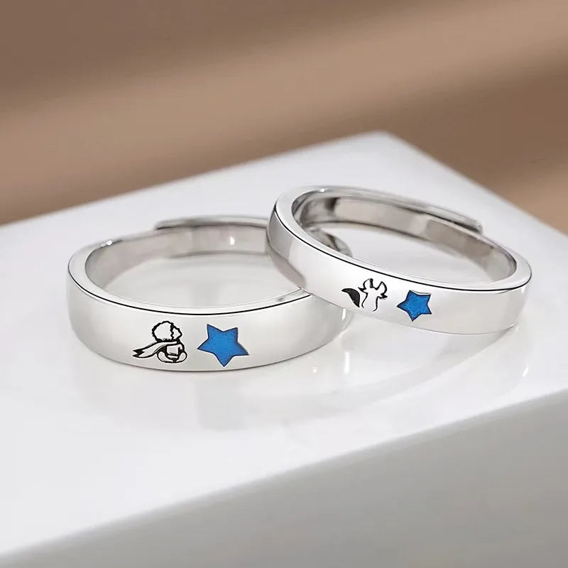 Lot de 2 Anneaux Réglable pour Adultes - Bagues - Petit Prince - BFF - Best Friends Forever - Couple Amoureux Amitié