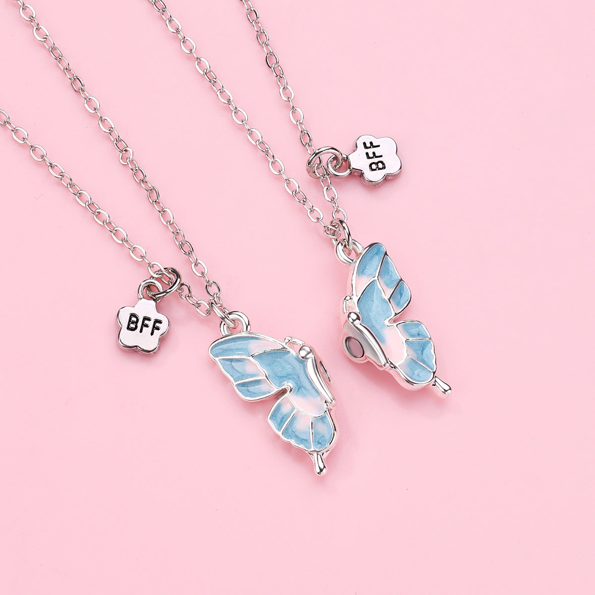 Lot de 2 Colliers D'amitié Aimanté - Papillon - BFF - Best Friends Forever - Amitié - Mignon