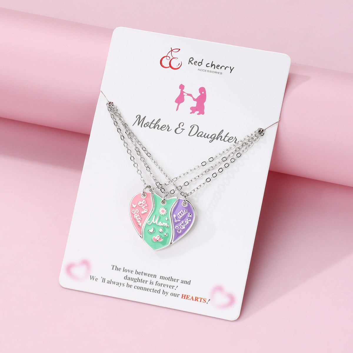 Lot de 3 Colliers Coeur Aimanté - Mère Filles - Famille Parents Enfant Maman Soeur Filles - Pendentif Coeur Aimanté