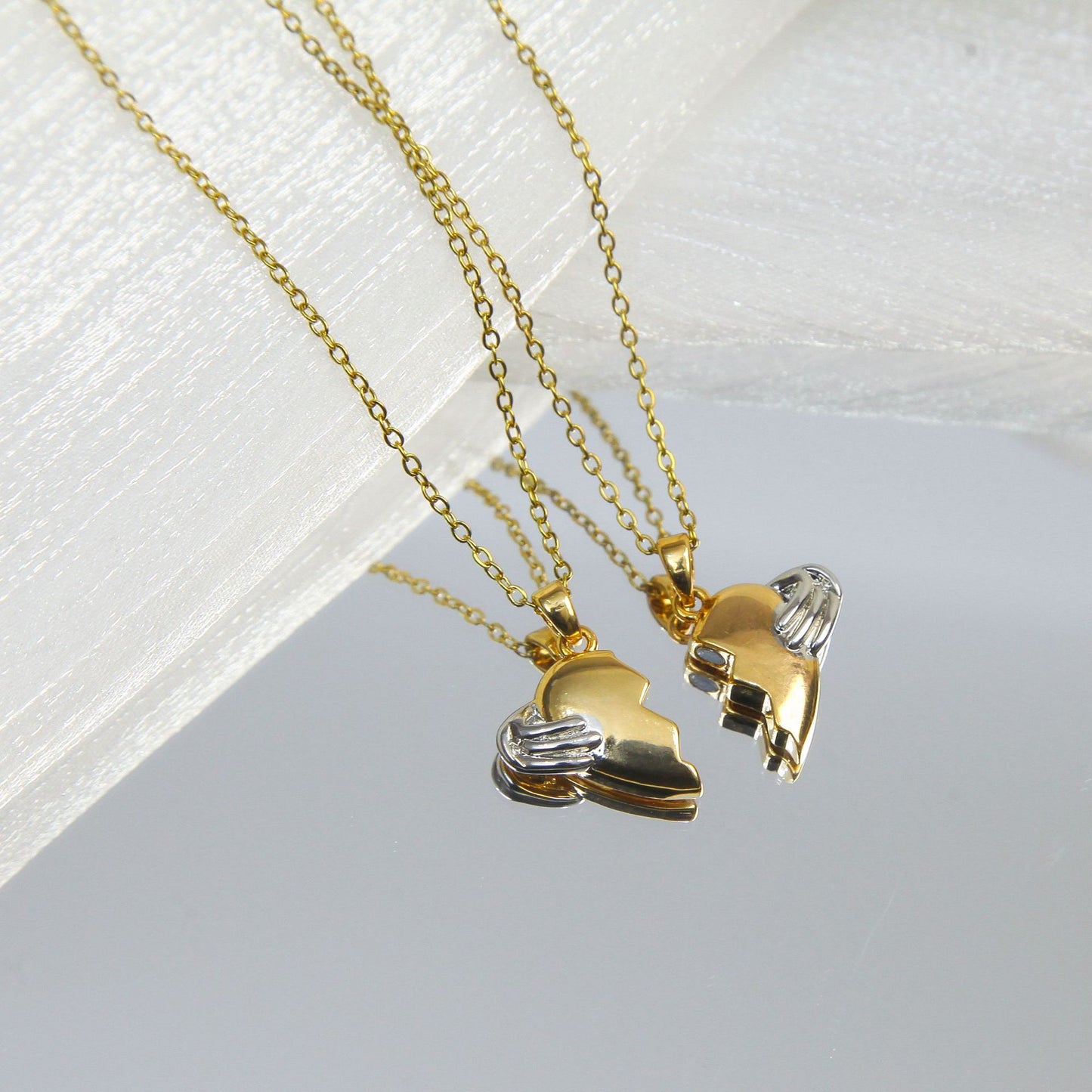 Lot de 2 Colliers D'amitié Avec Carte - Coeur - BFF - Pendentif Aimanté - Colliers à partager - Acier Inoxydable