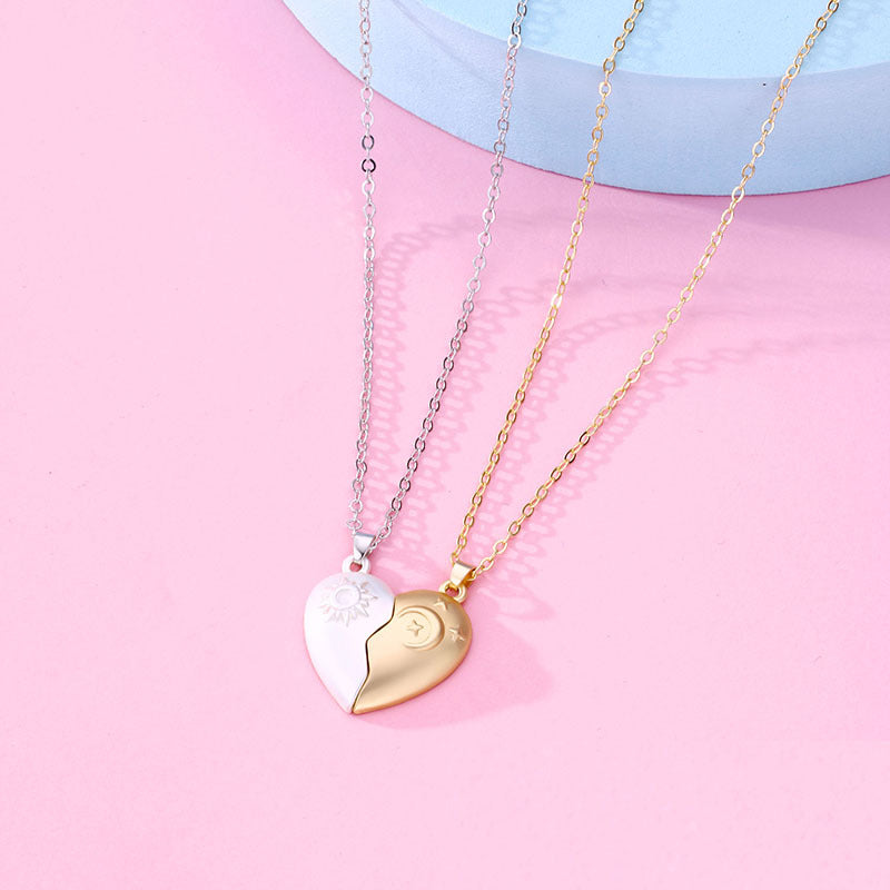Lot de 2 Colliers D'amitié - Lune et Soleil - BFF - Best Friends Forever - Pendentif Aimanté - Colliers à partager