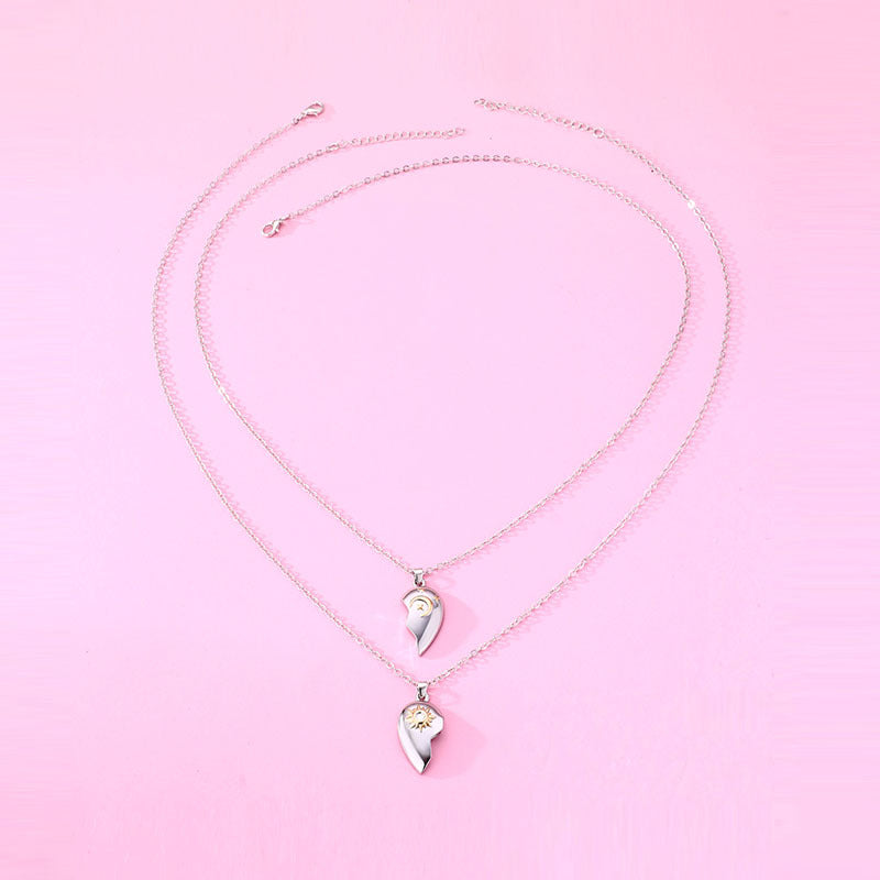 Lot de 2 Colliers D'amitié - Lune et Soleil - BFF - Best Friends Forever - Pendentif Aimanté - Colliers à partager