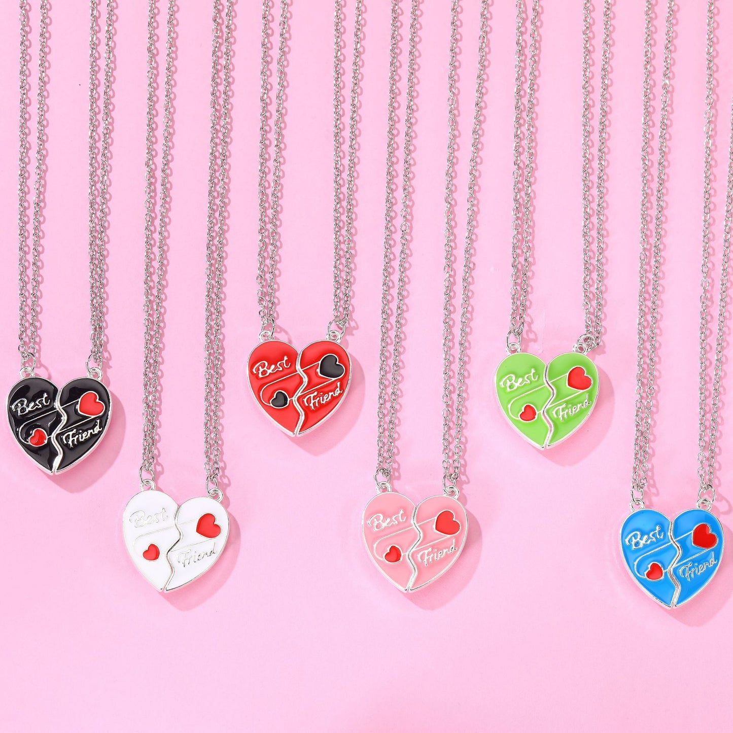 Lot de 2 Colliers ou Bracelets BFF - Coeur Aimanté Trombone - Best Friends - Amoureux Meilleurs Amis Couple Amitié