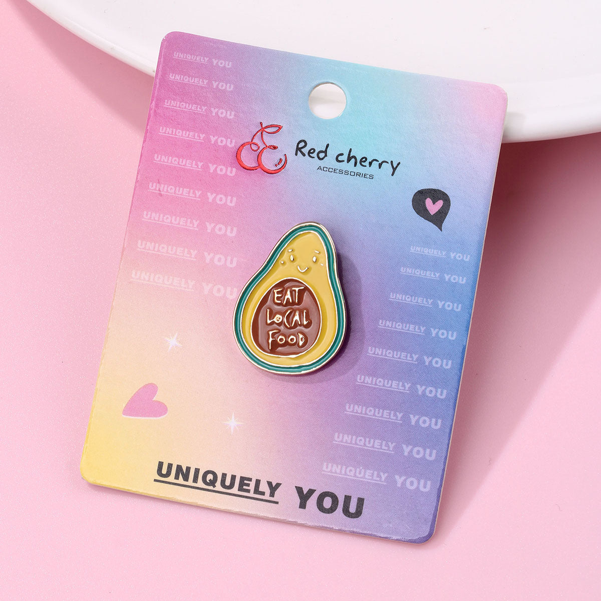 Pin's Broche avec Carte - Avocat - Eat Local Food - Fantaisie - Alliage Email