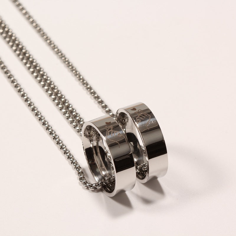 Lot de 2 Colliers D'amitié Couple - Anneaux Mains Coeur - BFF - Best Friends - Pendentif Chaine Acier Inoxydable - Amoureux