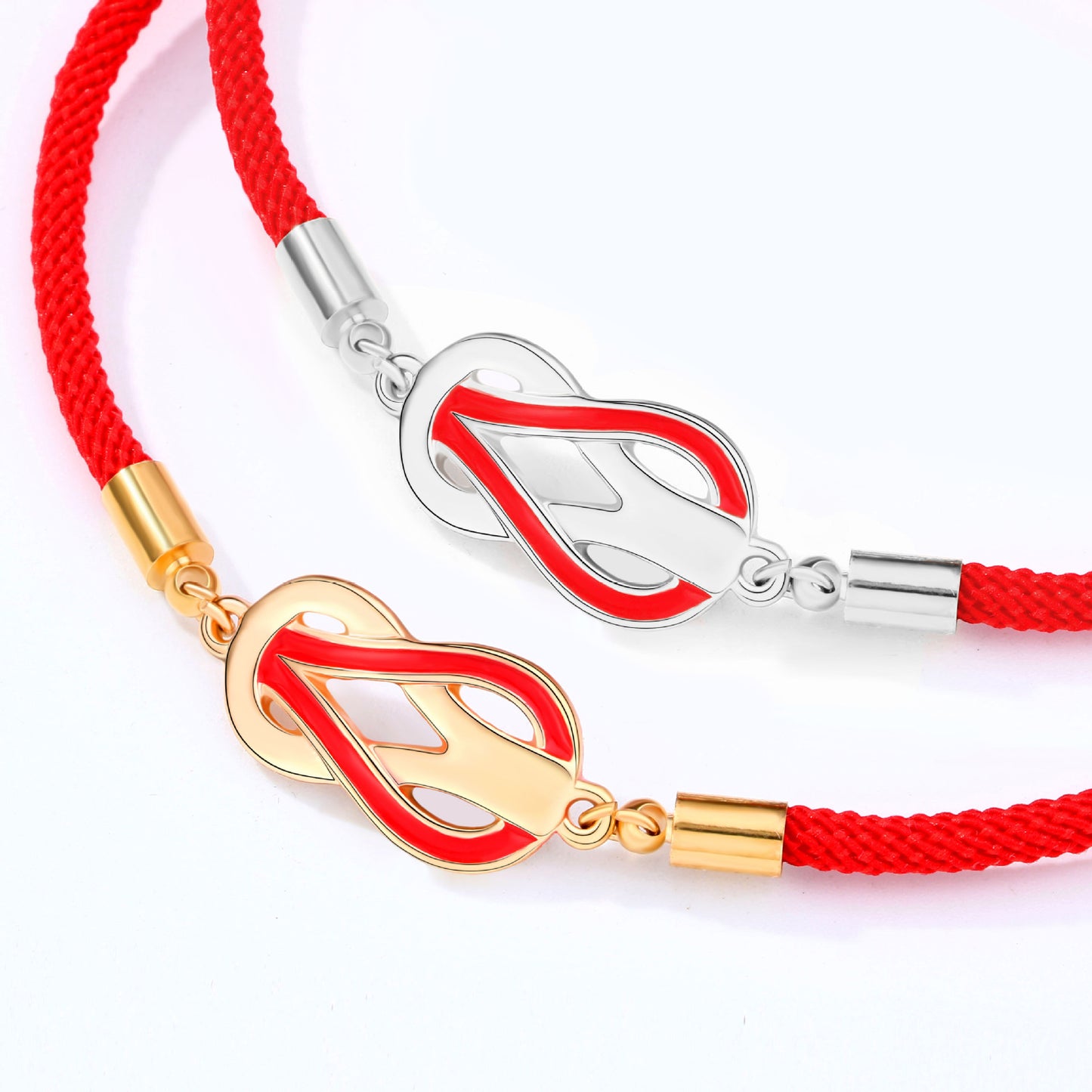 Lot de 2 Bracelets D'amitié Cordon Réglable - Best Friends - BFF - Pendentif Entremêlé - Amoureux - Couple