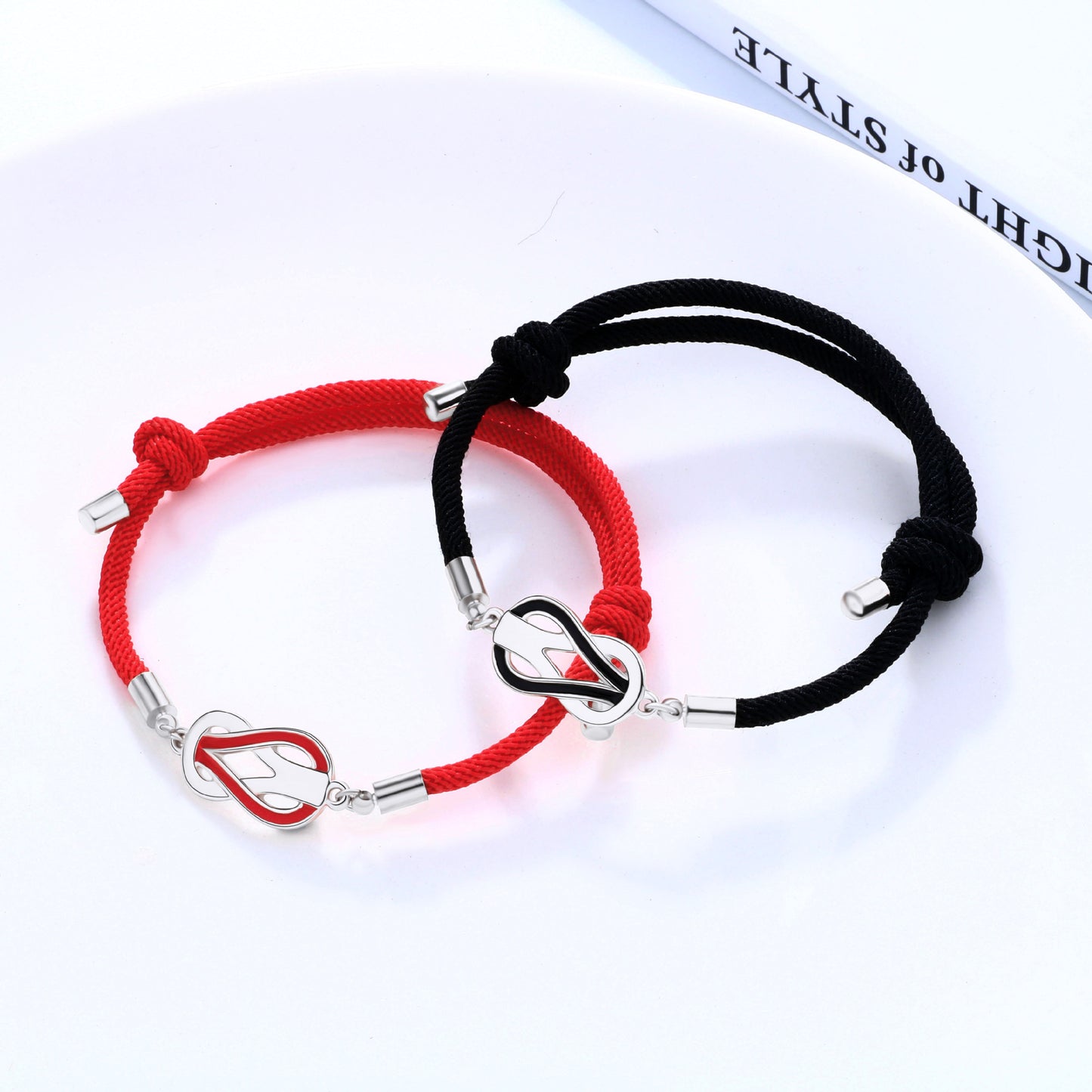 Lot de 2 Bracelets D'amitié Cordon Réglable - Best Friends - BFF - Pendentif Entremêlé - Amoureux - Couple