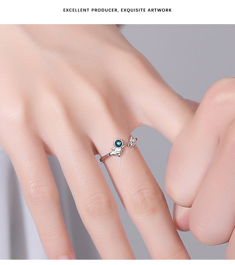 Lot de 2 Anneaux Réglable pour Adultes - Bagues - Astronaute Planète Fusée - BFF - Best Friends Forever - Couple Amoureux Amitié