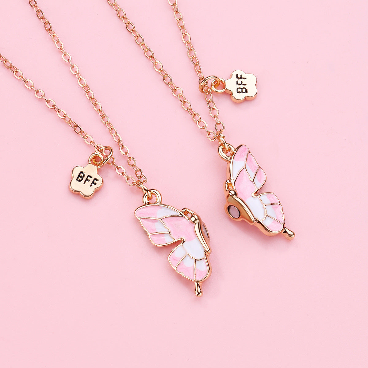 Lot de 2 Colliers D'amitié Aimanté - Papillon - BFF - Best Friends Forever - Amitié - Mignon