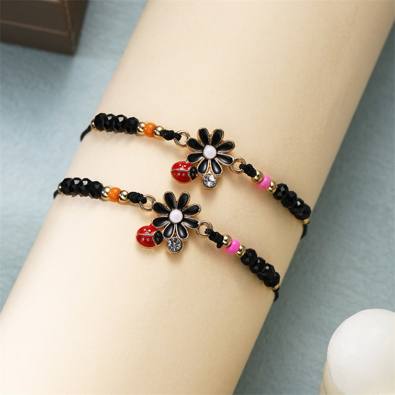 Set of 2 Adjustable Cord Bracelets Best Friends Ying Yang - BFF Best Friends - Fantasy - Magnetic Pendant - Lovers - Couple