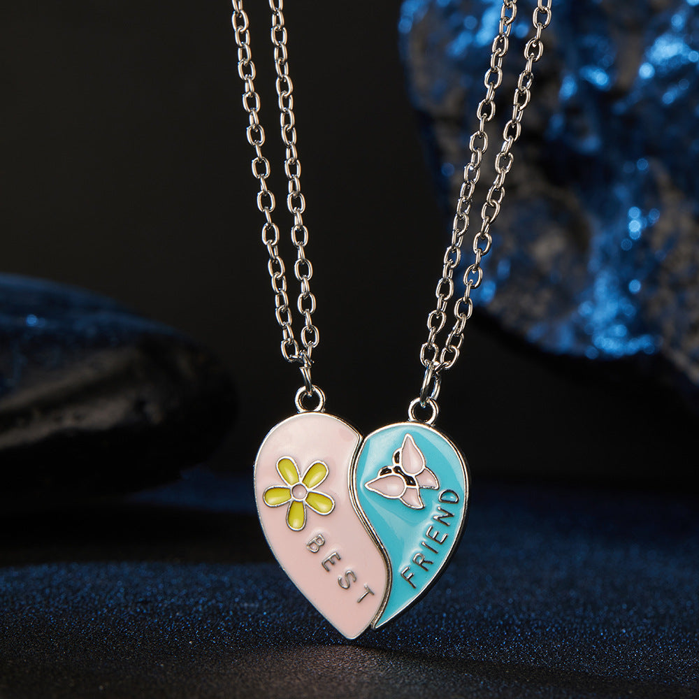 Lot de 2 Colliers D'amitié Aimanté - Coeur Ou Bacon Oeuf - BFF - Best Friends Forever - Amoureux Meilleurs Amis Couple Amitié