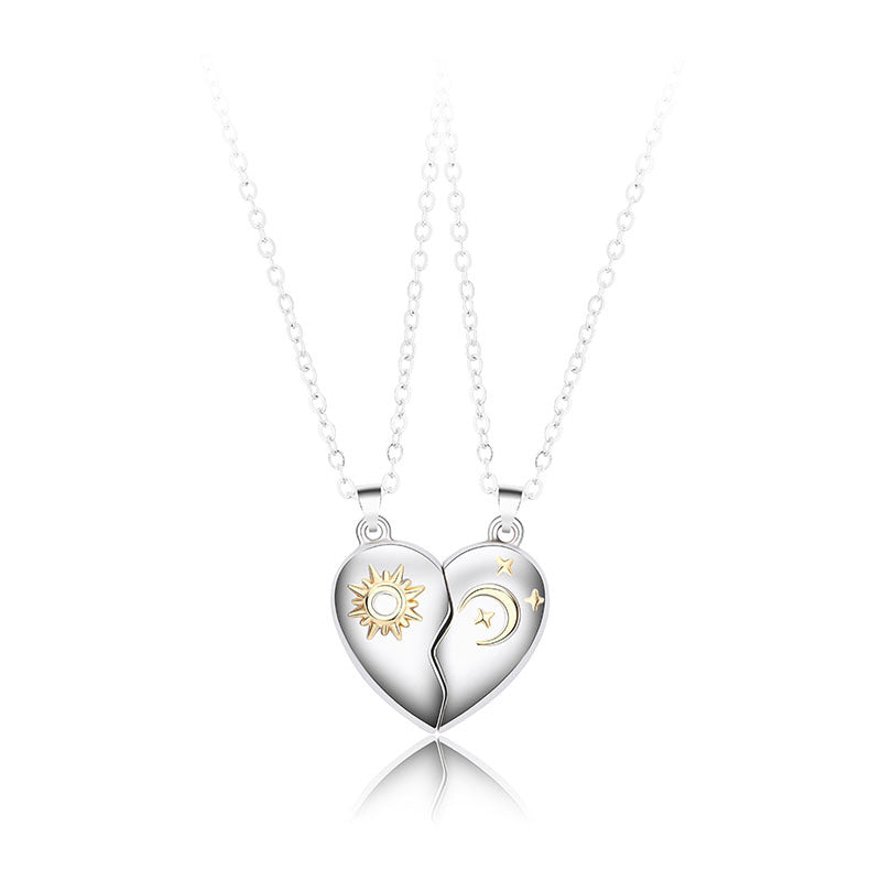 Lot de 2 Colliers D'amitié - Lune et Soleil - BFF - Best Friends Forever - Pendentif Aimanté - Colliers à partager