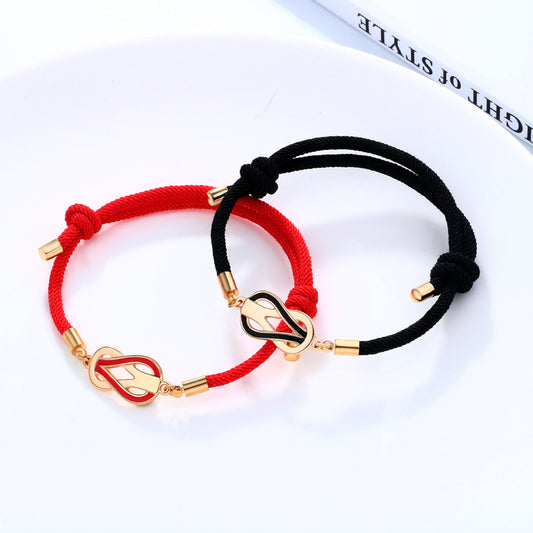 Lot de 2 Bracelets D'amitié Cordon Réglable - Best Friends - BFF - Pendentif Entremêlé - Amoureux - Couple