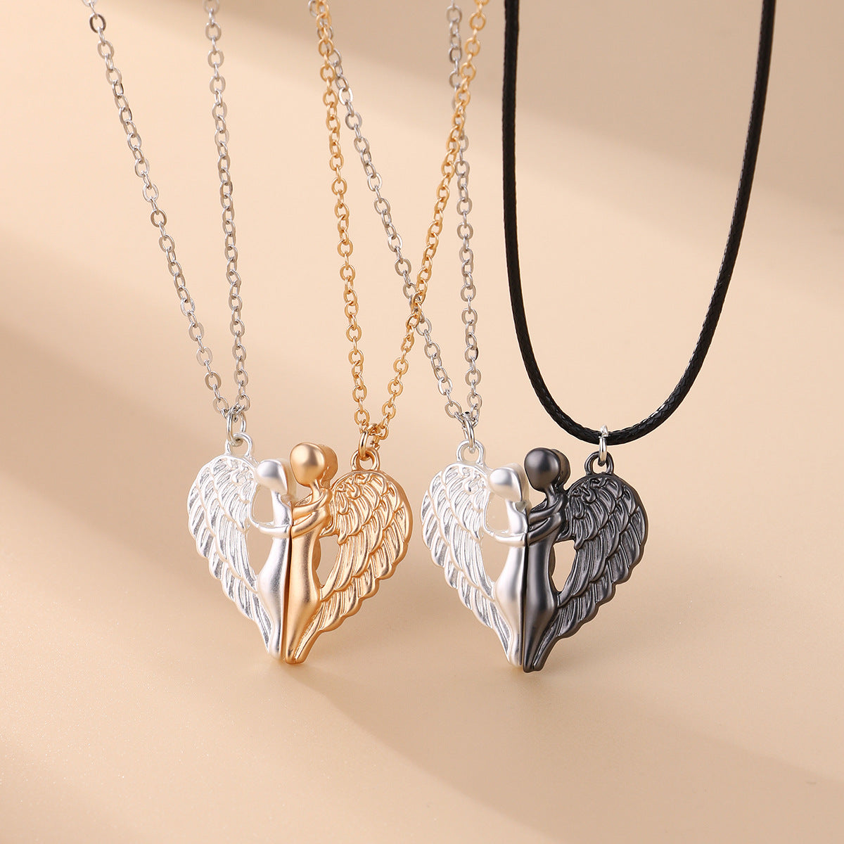 Lot de 2 Colliers D'amitié - Couple d'Anges Aimanté - BFF - Best Friends Forever - Amitié - Amoureux