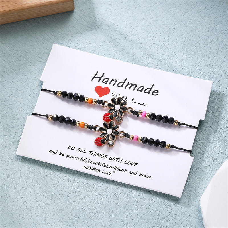 Set of 2 Adjustable Cord Bracelets Best Friends Ying Yang - BFF Best Friends - Fantasy - Magnetic Pendant - Lovers - Couple