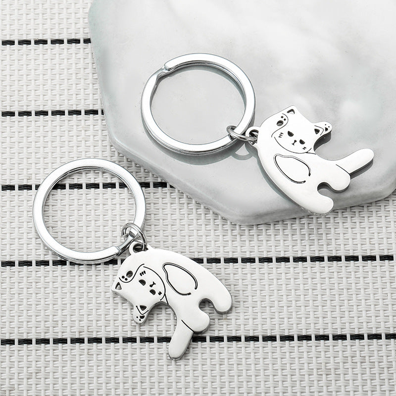 Porte Clés - Mignon Chat - Acier Inoxydable - A Partager - Amoureux - Meilleurs Amis - Pendentif Sac - BFF - Best Friends