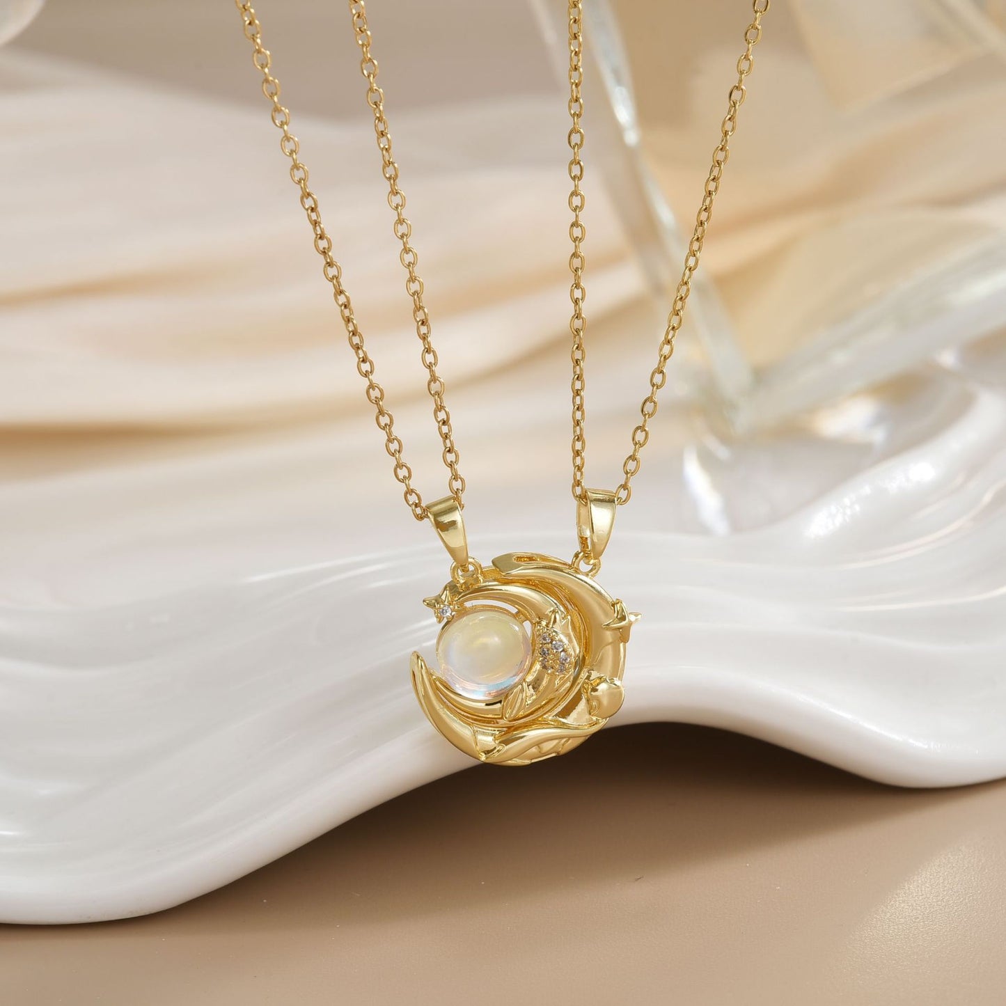 Lot de 2 Colliers D'amitié Avec Carte - Grande Lune et Petite Lune - BFF - Best Friends Forever - Pendentif Aimanté - Colliers à partager - Acier Inoxydable Résine