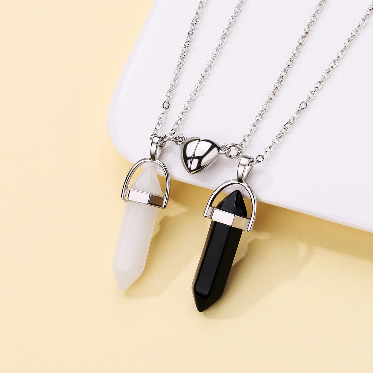 Lot de 2 Colliers D'amitié - Tube - BFF - Best Friends Forever - Pendentif Aimanté Coeur - Amoureux Couple Amitié