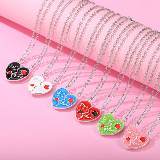 Lot de 2 Colliers ou Bracelets BFF - Coeur Aimanté Trombone - Best Friends - Amoureux Meilleurs Amis Couple Amitié