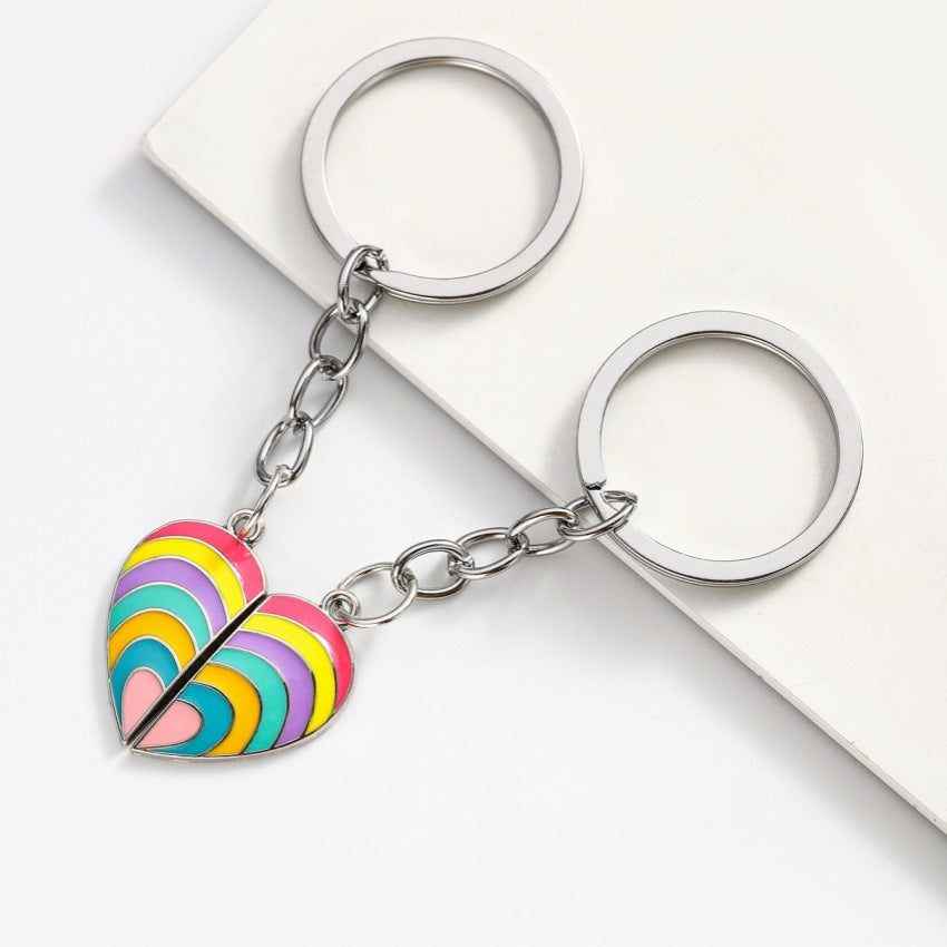 Porte Clés - Coeur Arc en Ciel - A Partager - Amoureux - Meilleurs Amis - Pendentif Sac - BFF - Best Friends - Amitié