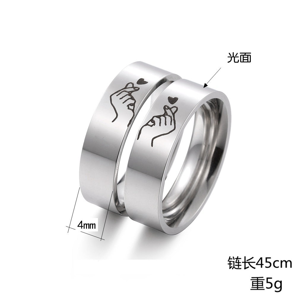 Lot de 2 Colliers D'amitié Couple - Anneaux Mains Coeur - BFF - Best Friends - Pendentif Chaine Acier Inoxydable - Amoureux