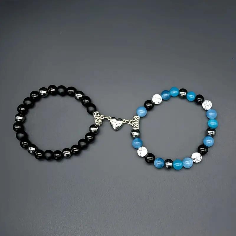 Set of 2 Friendship Necklaces Chains - Hip Hop Astronaut - BFF Best Friends Forever - Fantasy - Heart Magnetic Pendant - Lovers Couple
