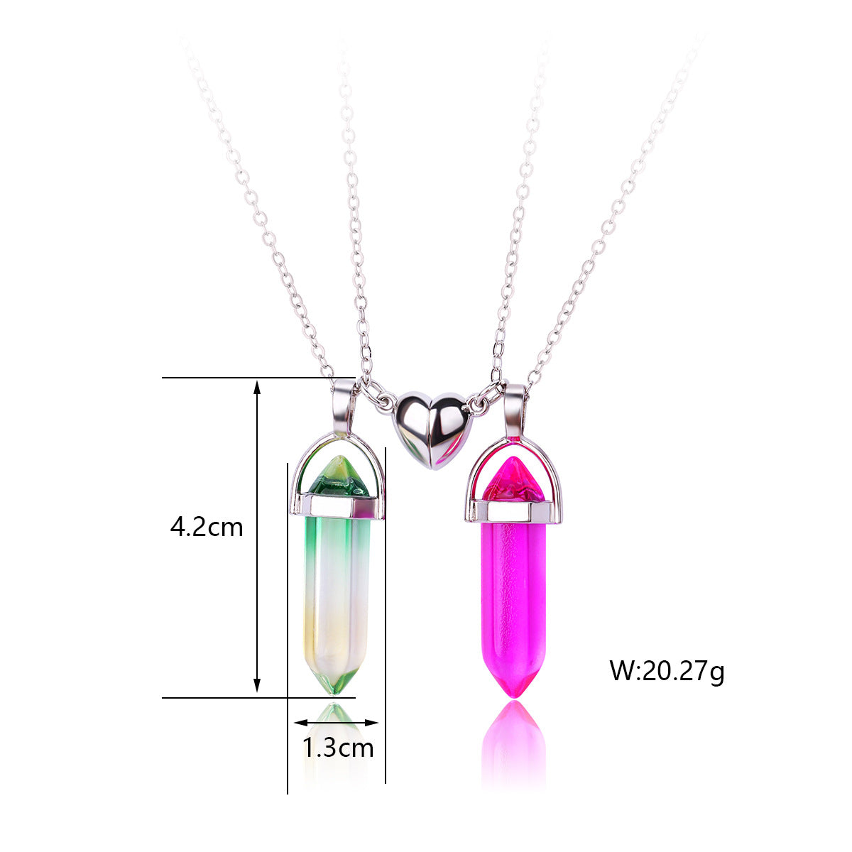 Lot de 2 Colliers D'amitié - Tube - BFF - Best Friends Forever - Pendentif Aimanté Coeur - Amoureux Couple Amitié