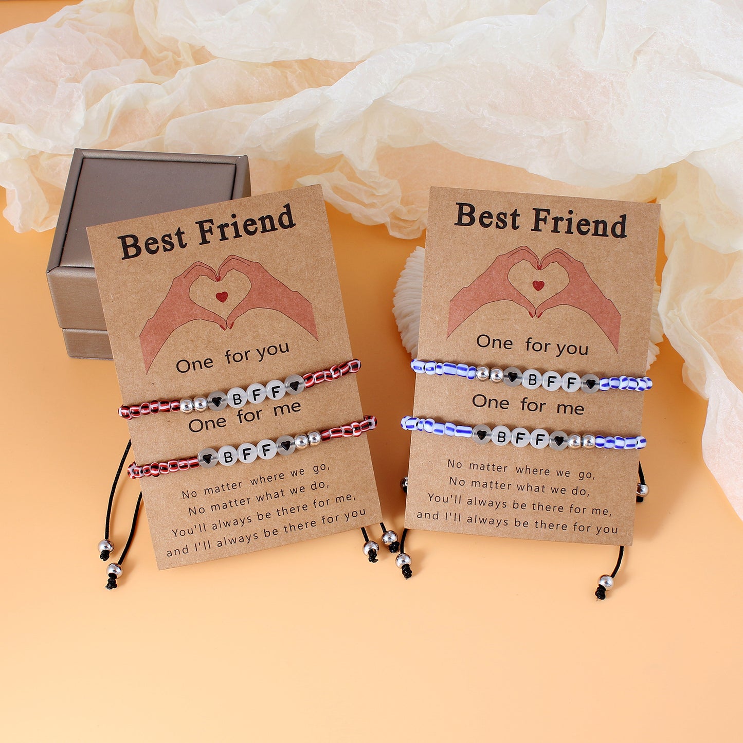 Set of 2 Adjustable Cord Bracelets Best Friends Ying Yang - BFF Best Friends - Fantasy - Magnetic Pendant - Lovers - Couple