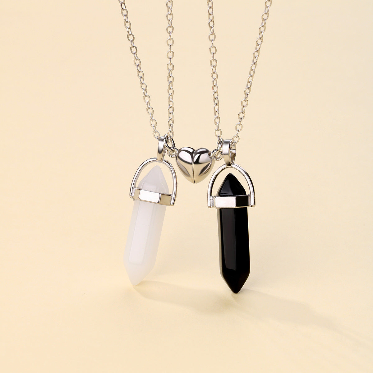 Lot de 2 Colliers D'amitié - Tube - BFF - Best Friends Forever - Pendentif Aimanté Coeur - Amoureux Couple Amitié