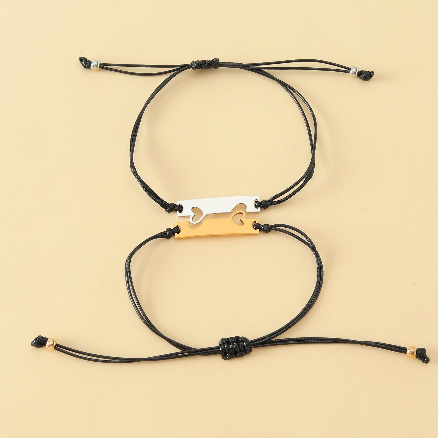 Lot de 2 Bracelets D'amitié Cordon Réglable avec Carte - Promesse Petit Doigt - BFF - Best Friends Forever - Amoureux Couple Amitié - Acier Inoxydable