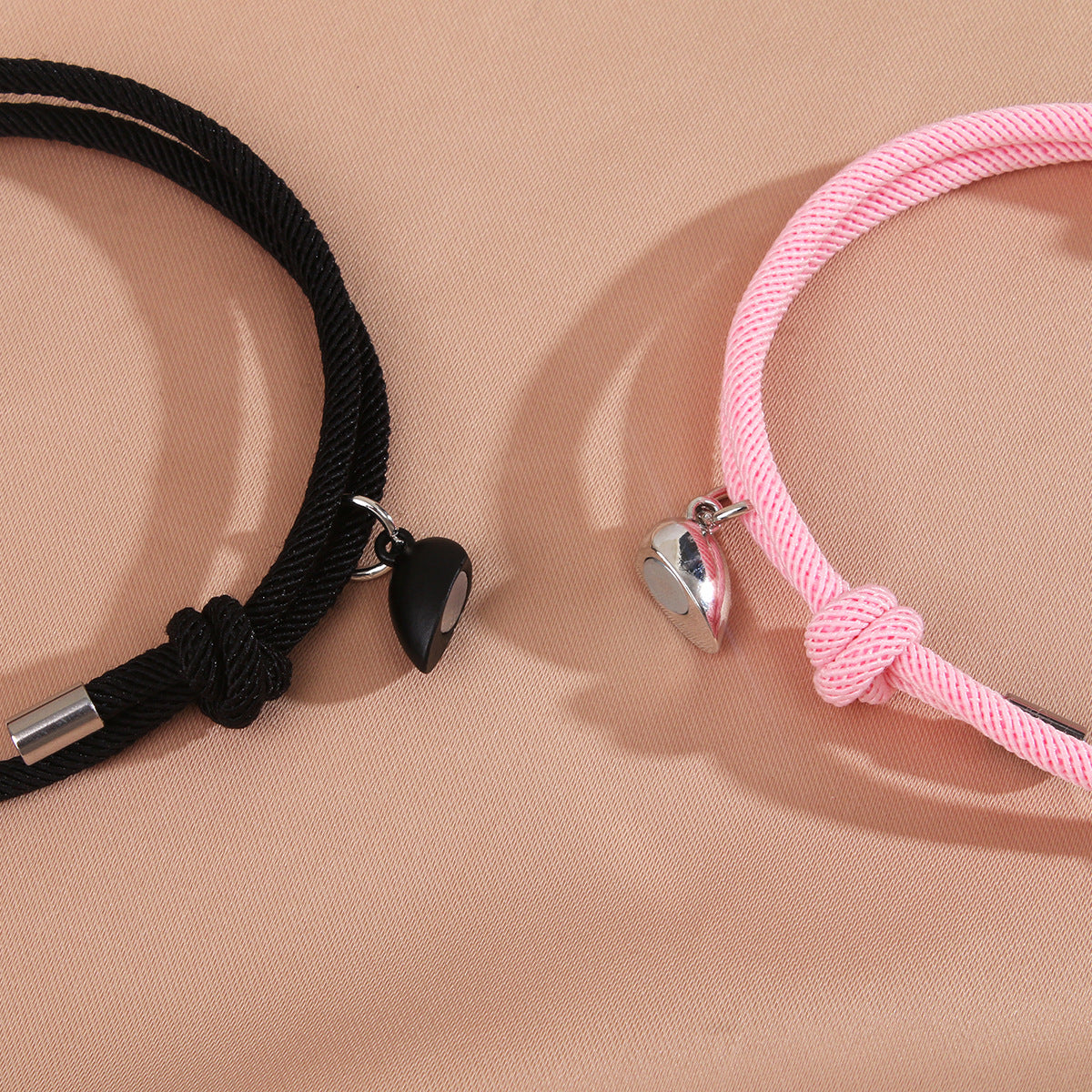 Lot de 2 Bracelets D'amitié Cordon Réglable - Petit Fantome Coeur - BFF - Best Friends Forever - Amitié - Pendentif Aimanté Coeur