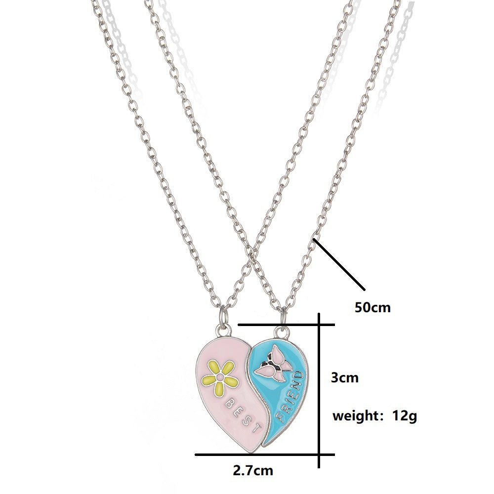 Lot de 2 Colliers D'amitié Aimanté - Coeur Ou Bacon Oeuf - BFF - Best Friends Forever - Amoureux Meilleurs Amis Couple Amitié
