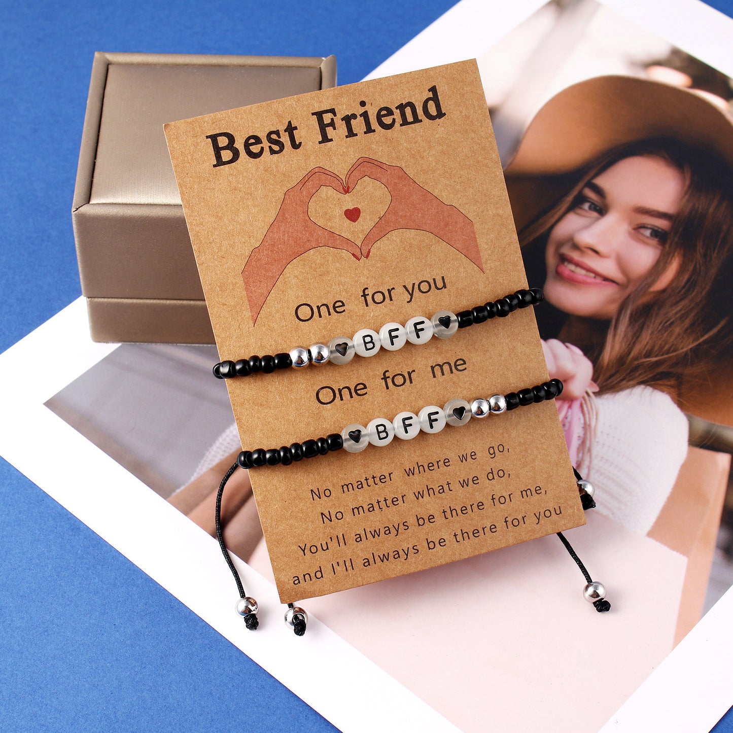 Set of 2 Adjustable Cord Bracelets Best Friends Ying Yang - BFF Best Friends - Fantasy - Magnetic Pendant - Lovers - Couple
