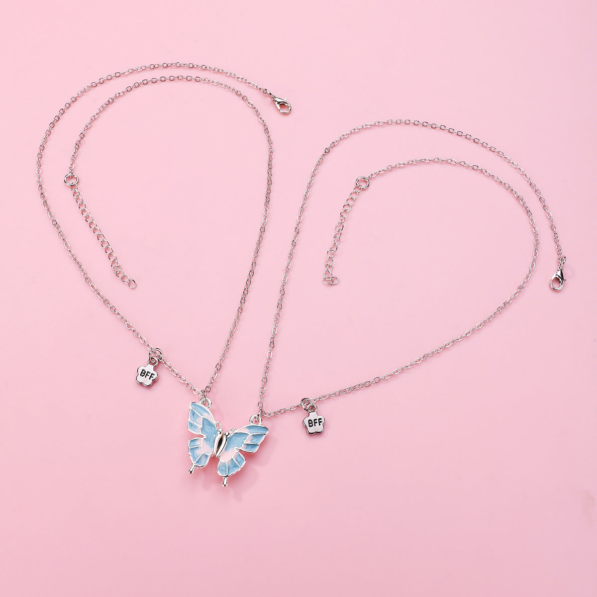 Lot de 2 Colliers D'amitié Aimanté - Papillon - BFF - Best Friends Forever - Amitié - Mignon