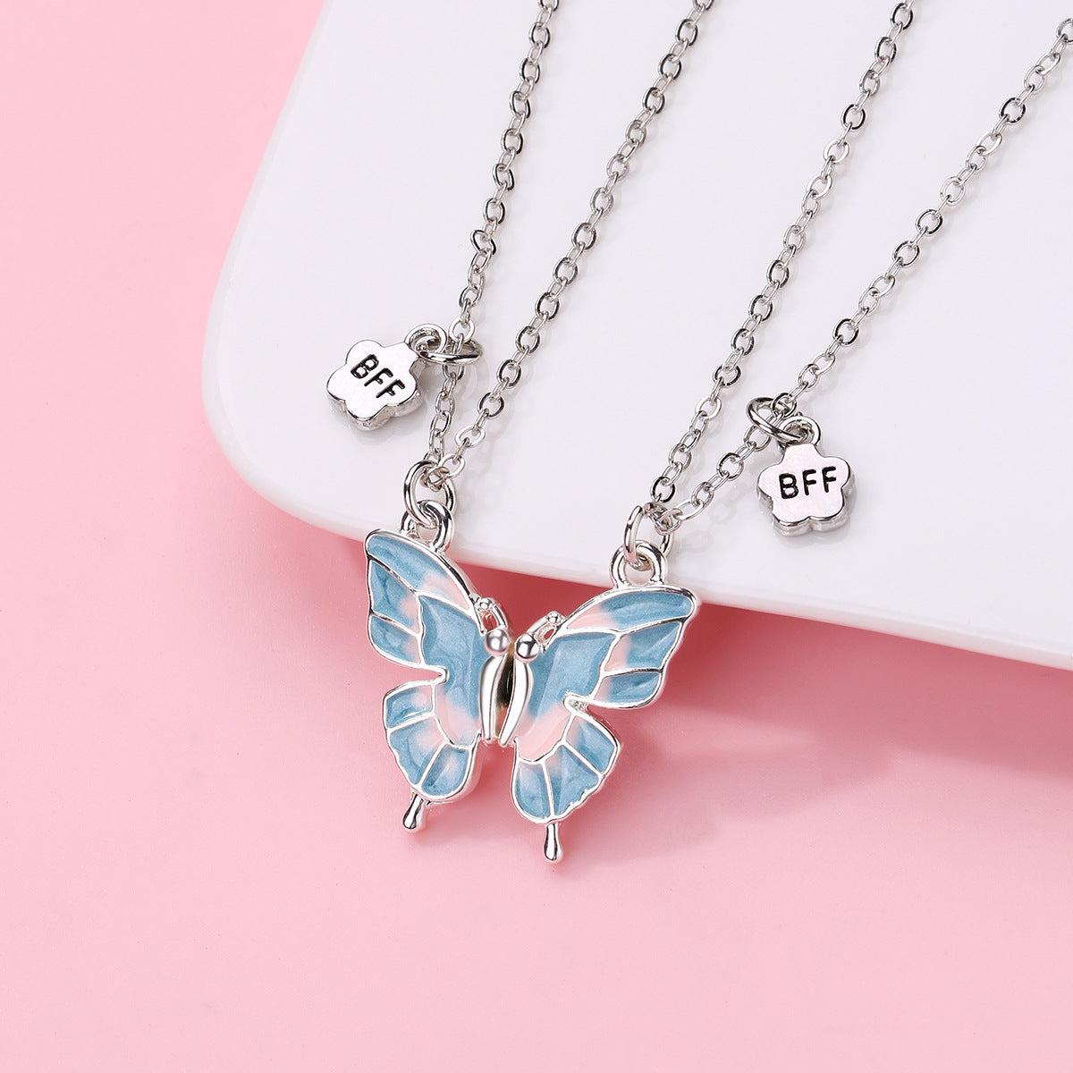 Lot de 2 Colliers D'amitié Aimanté - Papillon - BFF - Best Friends Forever - Amitié - Mignon
