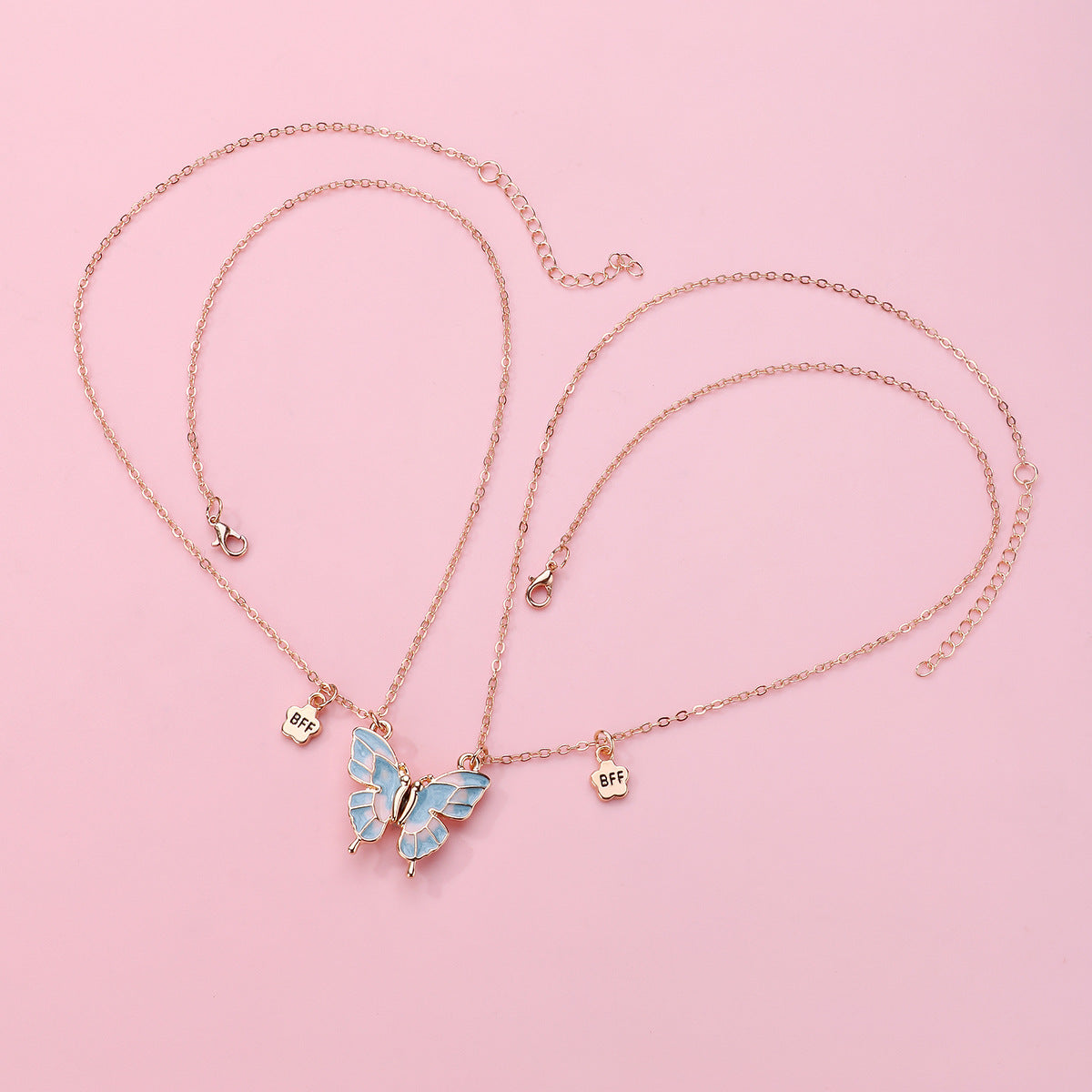 Lot de 2 Colliers D'amitié Aimanté - Papillon - BFF - Best Friends Forever - Amitié - Mignon