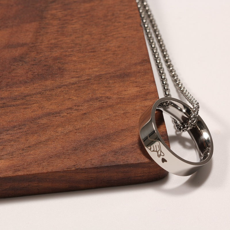 Lot de 2 Colliers D'amitié Couple - Anneaux Mains Coeur - BFF - Best Friends - Pendentif Chaine Acier Inoxydable - Amoureux