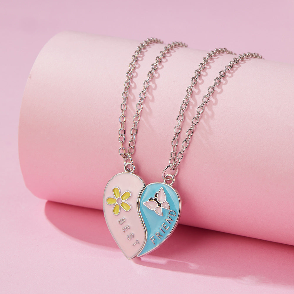 Lot de 2 Colliers D'amitié Aimanté - Coeur Ou Bacon Oeuf - BFF - Best Friends Forever - Amoureux Meilleurs Amis Couple Amitié