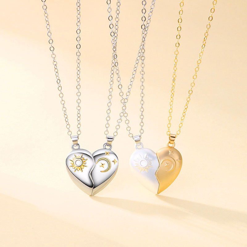 Lot de 2 Colliers D'amitié - Lune et Soleil - BFF - Best Friends Forever - Pendentif Aimanté - Colliers à partager