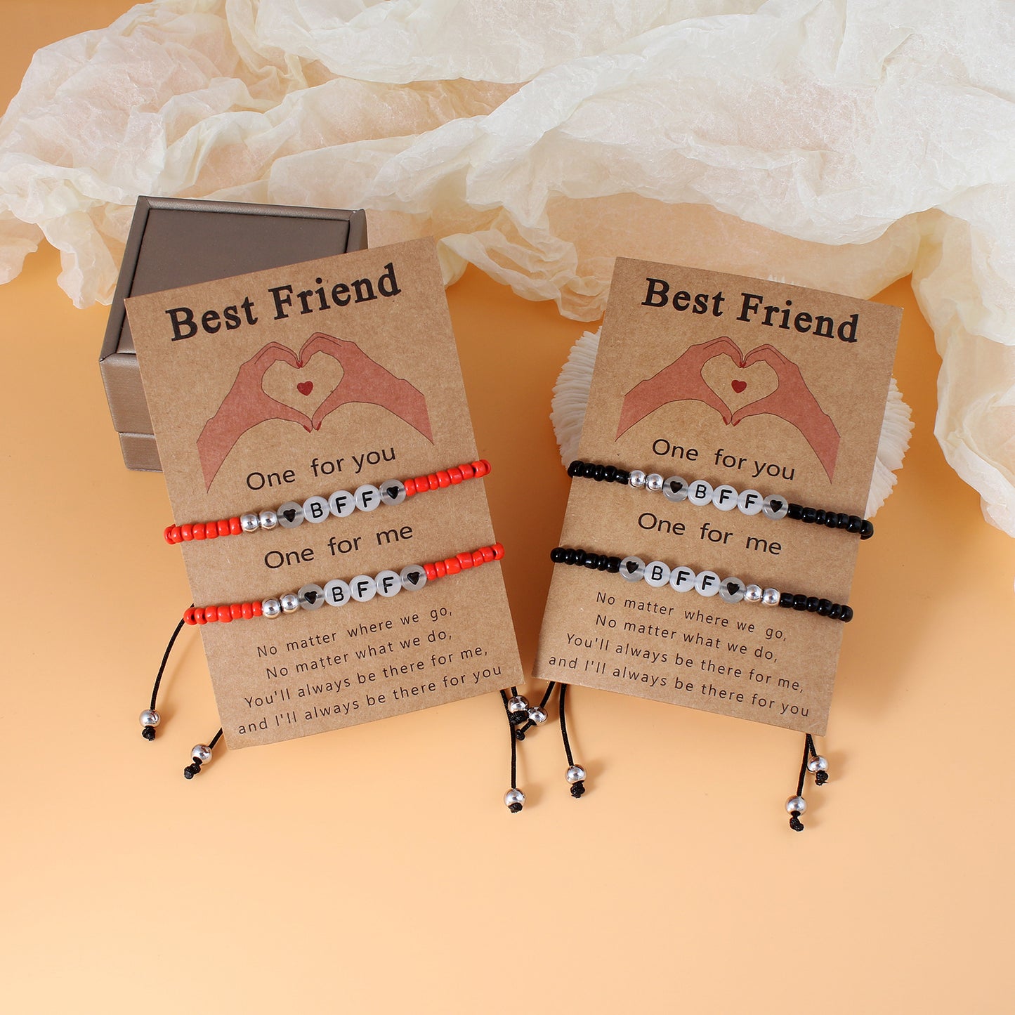 Set of 2 Adjustable Cord Bracelets Best Friends Ying Yang - BFF Best Friends - Fantasy - Magnetic Pendant - Lovers - Couple