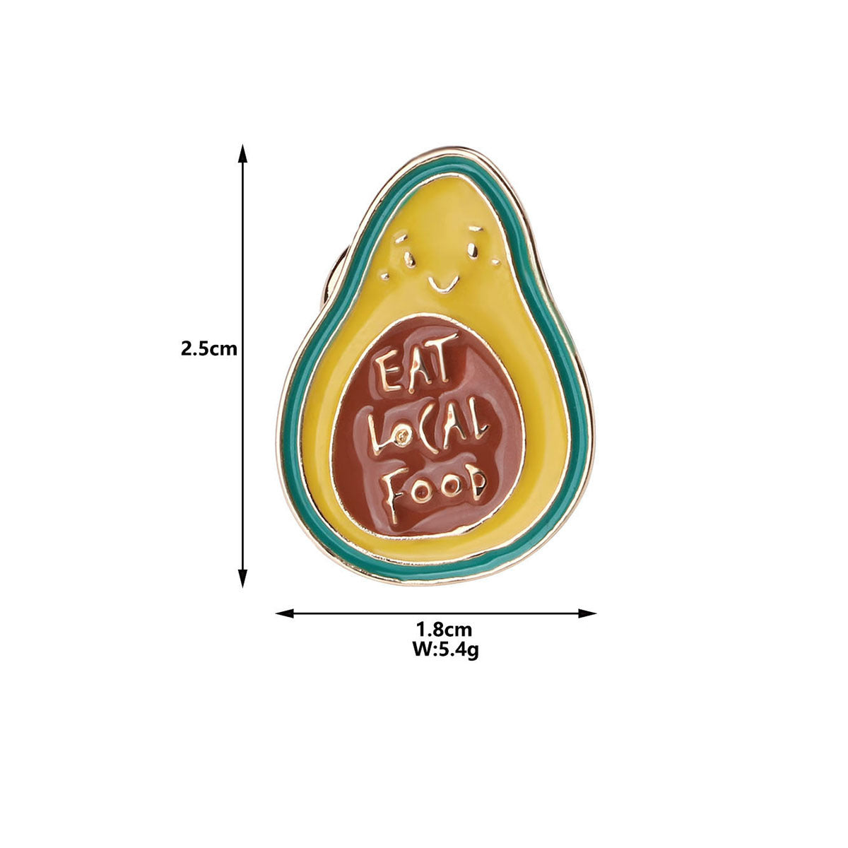 Pin's Broche avec Carte - Avocat - Eat Local Food - Fantaisie - Alliage Email