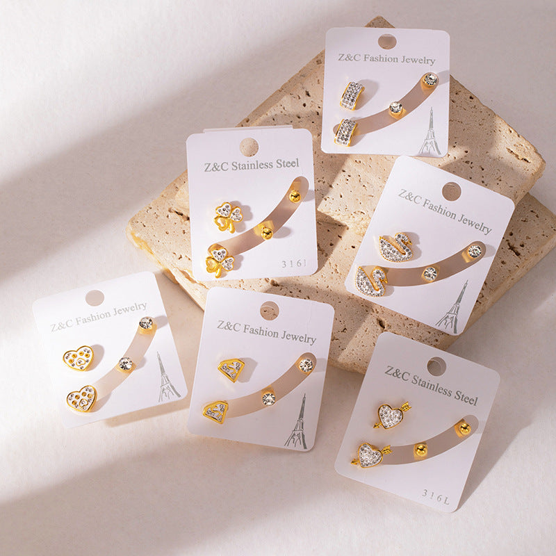 Boucles Oreilles - Lot 2 Paires - Acier Inoxydable 316L - Clous d'oreilles